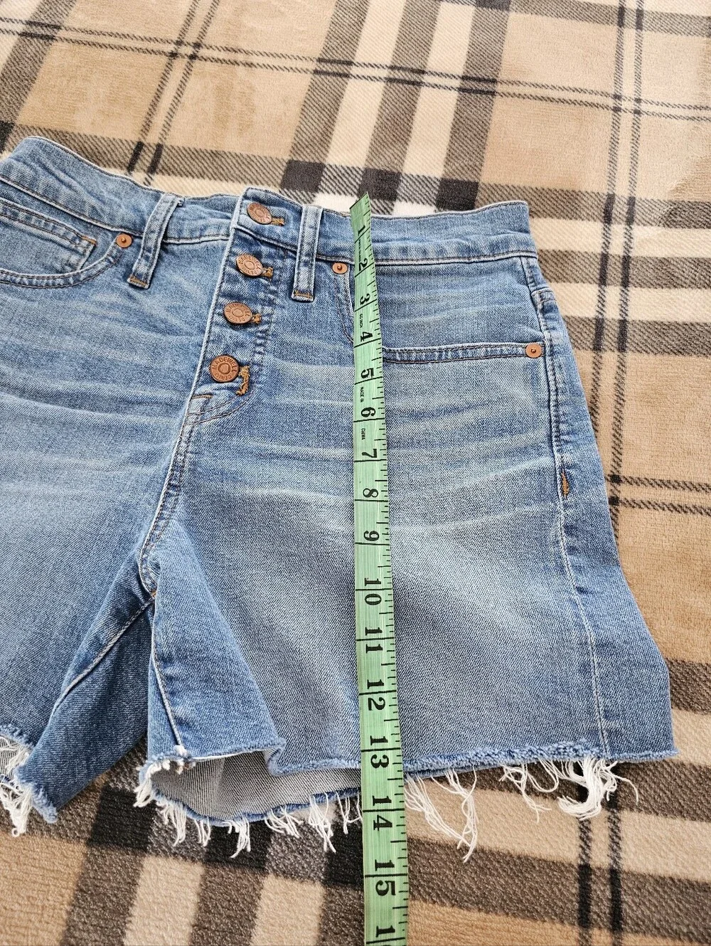 Madewell Light Blue High-Rise Button-Front Denim Shorts